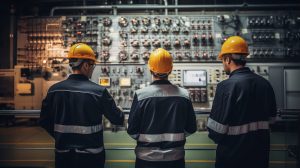 Upgraded industrial electrical panel installed by Gottstein Corporation in a factory setting for enhanced operational reliability