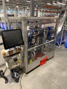 Sanitary food production line with modular conveyor belts and integrated inspection equipment